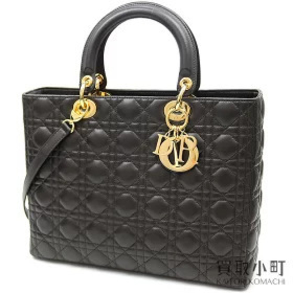 Dior Lady Bag Cannage Stitch Brown Lambskin Quilted Charm Shoulder Tote